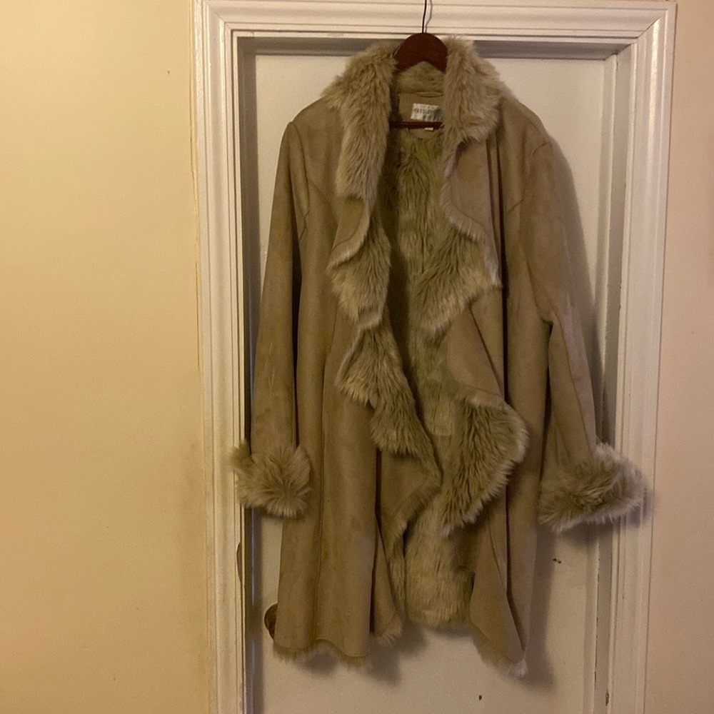 Full Size Shear Faux Fur Coat
